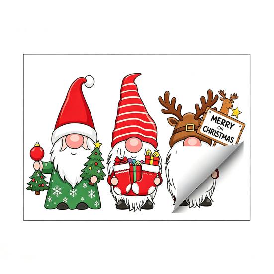 Holiday Glass Clings Christmas Gnome Static Window Sticker, PVC Waterproof Clings, Cartoon Festive Party Supplies Decals, Cute Faceless Dwarf Stickers