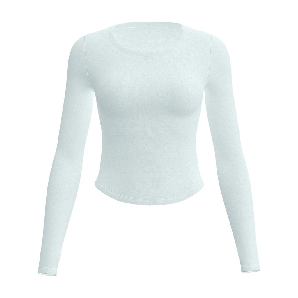 Juyi Hall Women's Long Sleeve Slim Fit Running & Yoga T-shirt with Built-in Bra
