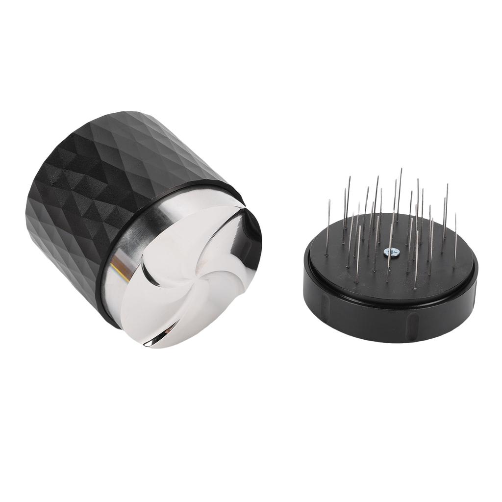 58mm Coffee Distributor Tamper Gravity Distribution Tool Coffee Leveler with Stainless Steel Base Wooden Lid