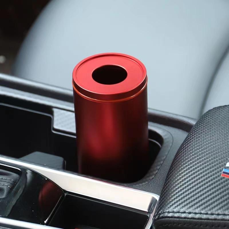 

2025 Creative Aluminum Alloy Car Tissue Tube - Customizable Round Design Red with Logo