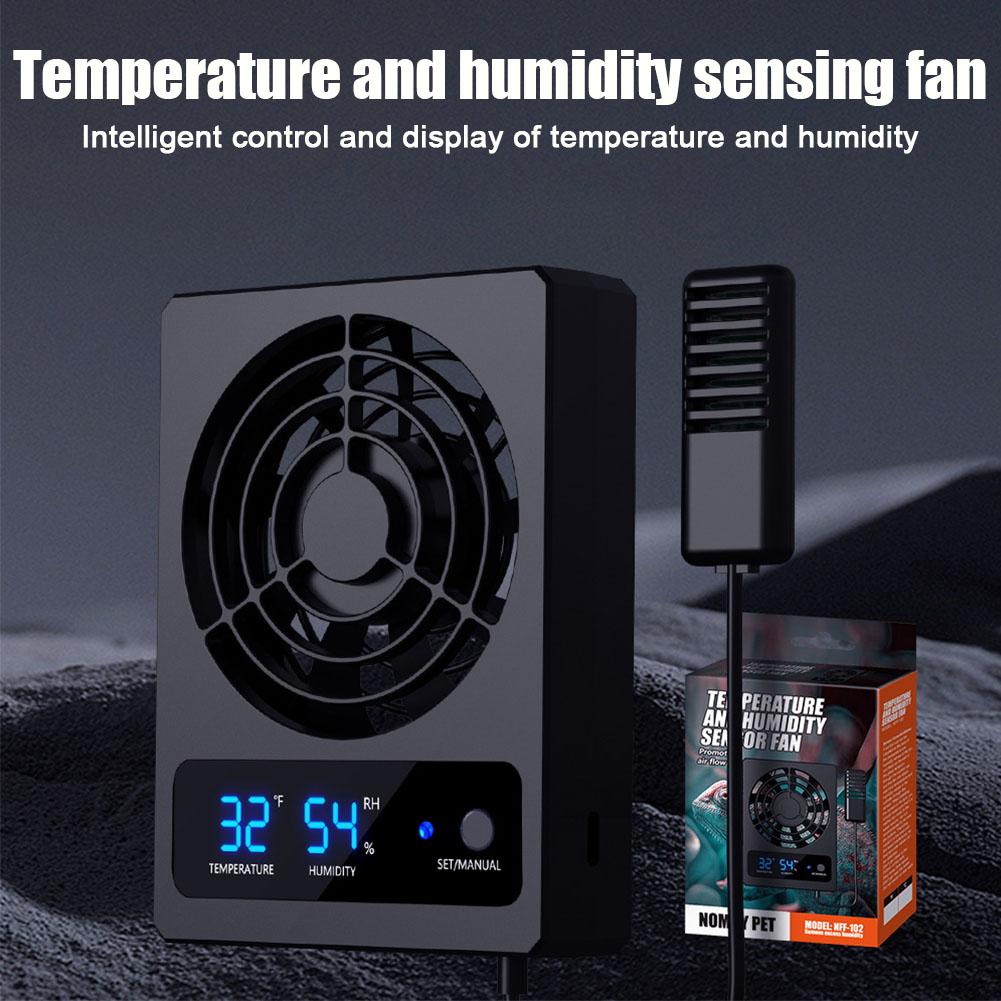 Smart Cooling Fan For Reptile Tank With LED Display Ventilation Fan for Amphibians Reptiles Snakes Dehumidifier