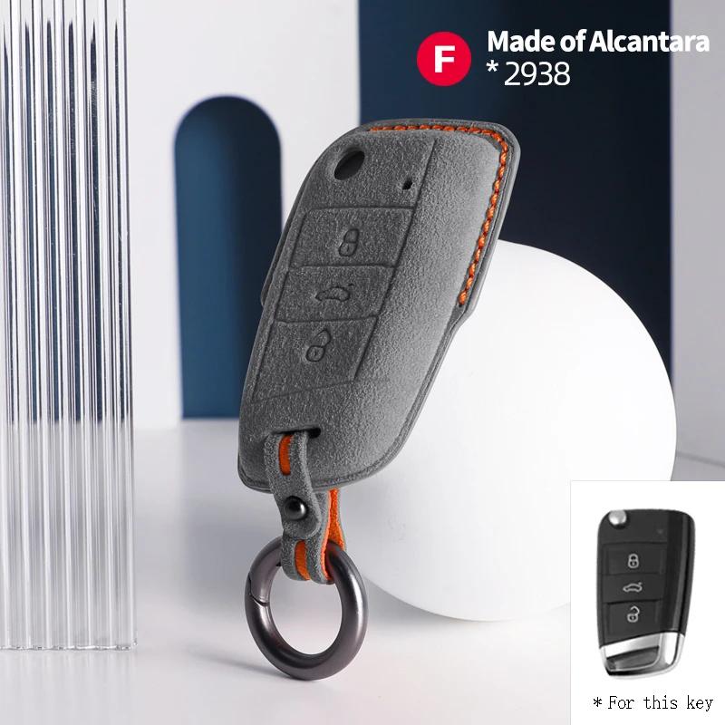 Interior Mouldings Car Key Case Alcantara Keychain For VW Volkswagen Golf 7 MK7 Tiguan MK2 Passat Sagitar Cover Shell Auto Inter