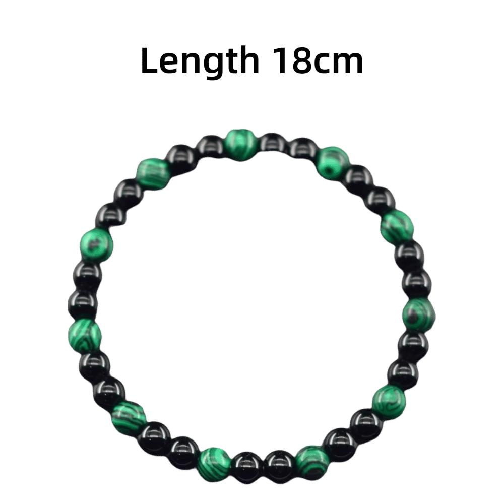 Geometric Green Malachite Stone Bracelet 6mm Black Tourmaline Beads Bracelet Meditation Jewelry