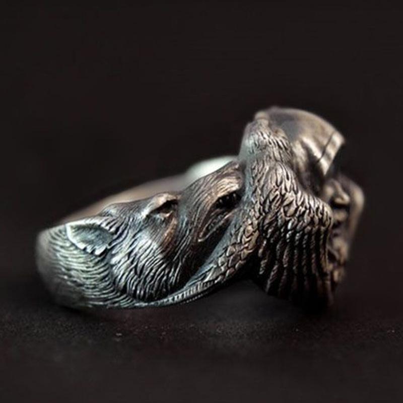 Herr der Ringe Gandalf-Ring für Herren, Hades-Mythologie, Retro-Schmuck im Stil des Arktischen Wolfs