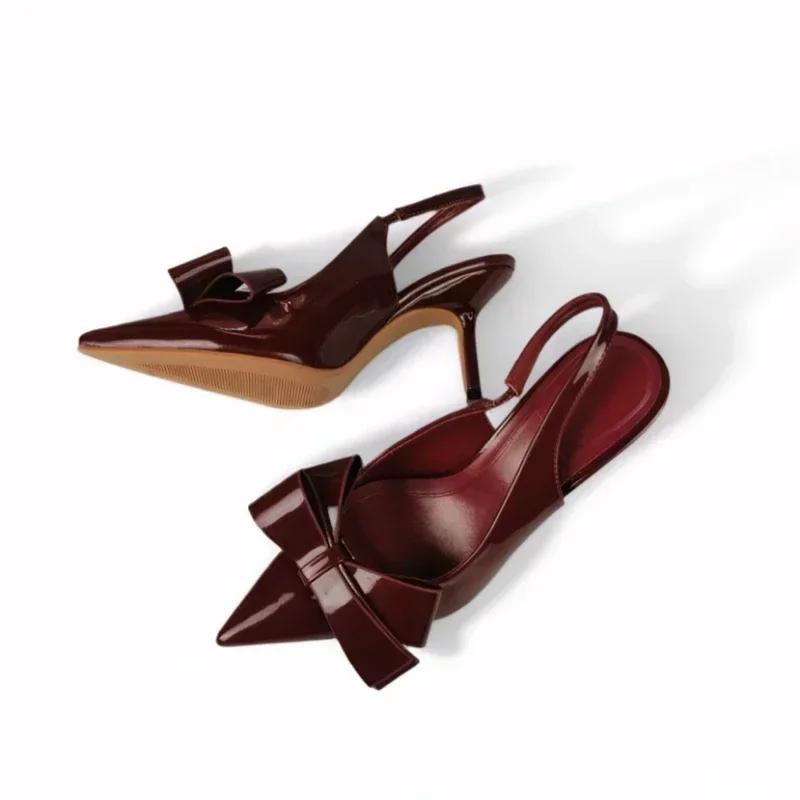 Fashion Butterfly-Knot High Heels Women Sandals Ultra-Elegant Pointed Toe Slingbacks for All-Day Summer Office & Wedding Wear Shoes