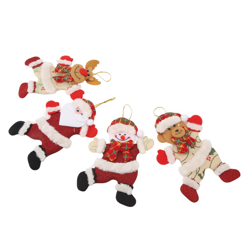 4PCS Adornos para Árbol de Navidad Tela de Algodón Colgante de Muñeca Linda Decoraciones Colgantes de Navidad para Niños