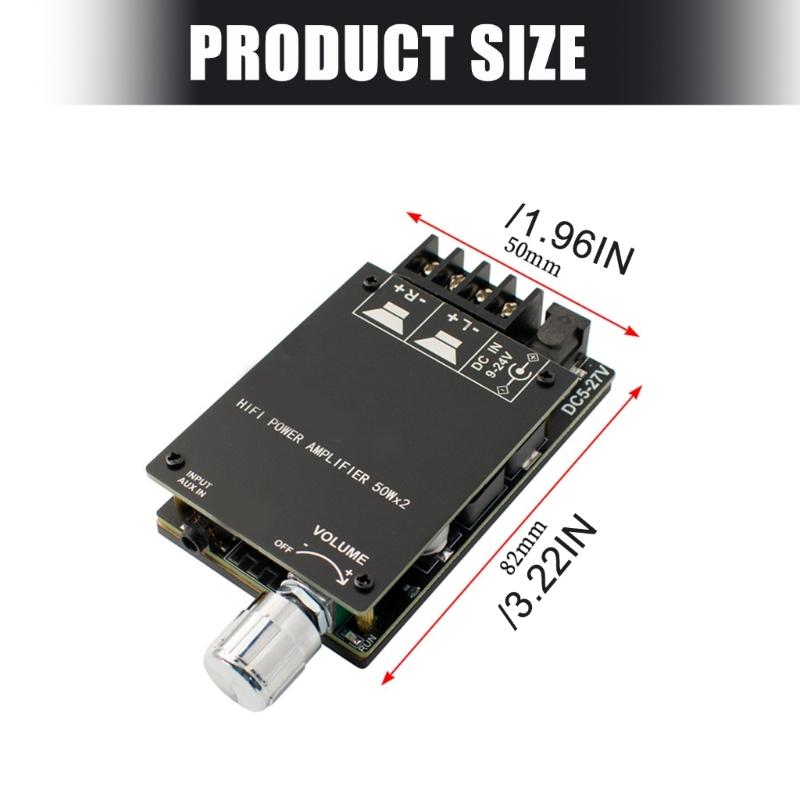 2x50W Wireless Bluetooth-compatible Stereo Receiver Digital Amplifier Board Power Supply DC5V-27V