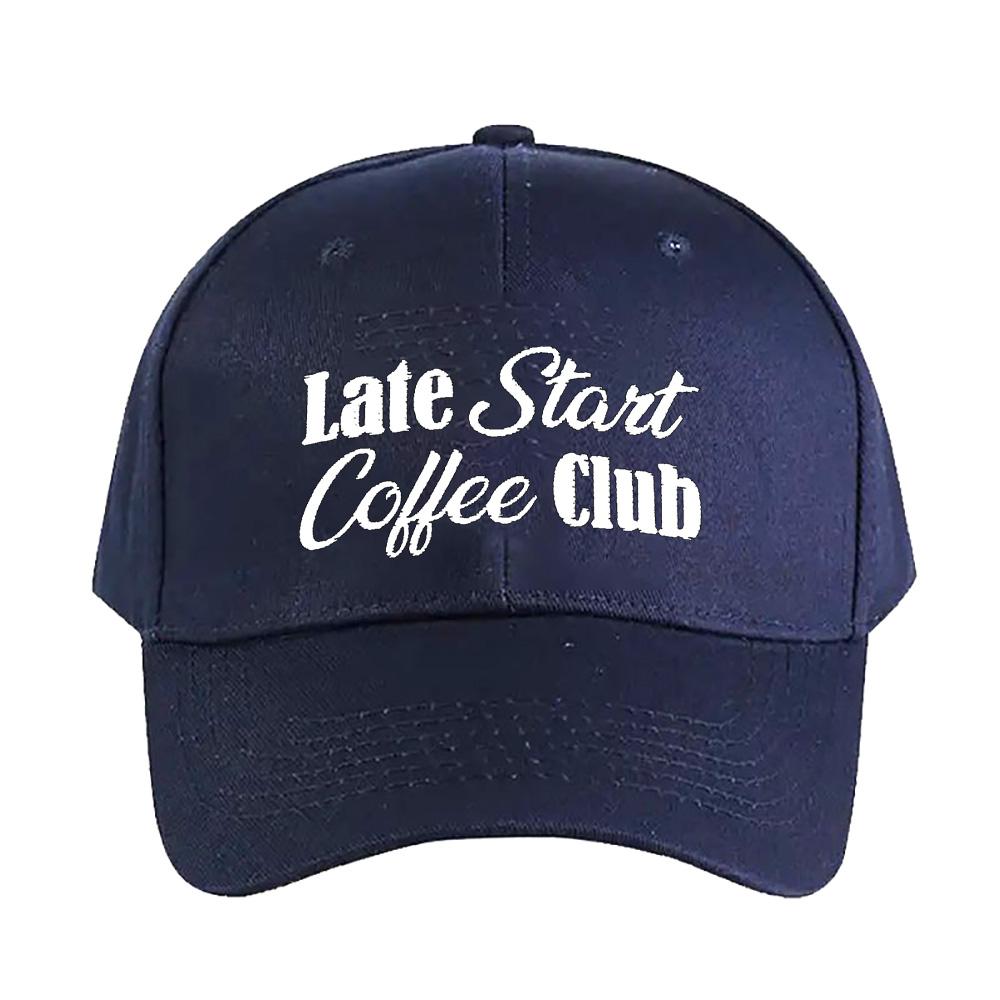 Late Start Coffee Club Papa Caps Sommer Erwachsenen Baseballkappe Verstellbar mit Gebogenem Schirm Schnabelkappe Schutz Sonnenhüte