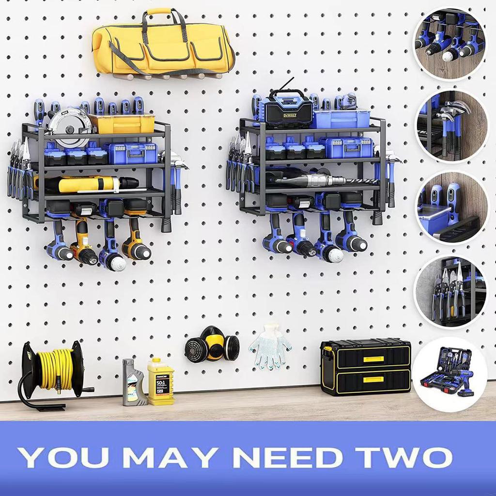 Ράφι Εργαλείων 3 Επιπέδων Επιτοίχιο Θήκη Αποθήκευσης Εργαλείων Χειρός Ηλεκτρικό Δράπανο Βαρέως Τύπου Επιπλέον Ράφι Εργαλείων Οργανωτής Γκαράζ