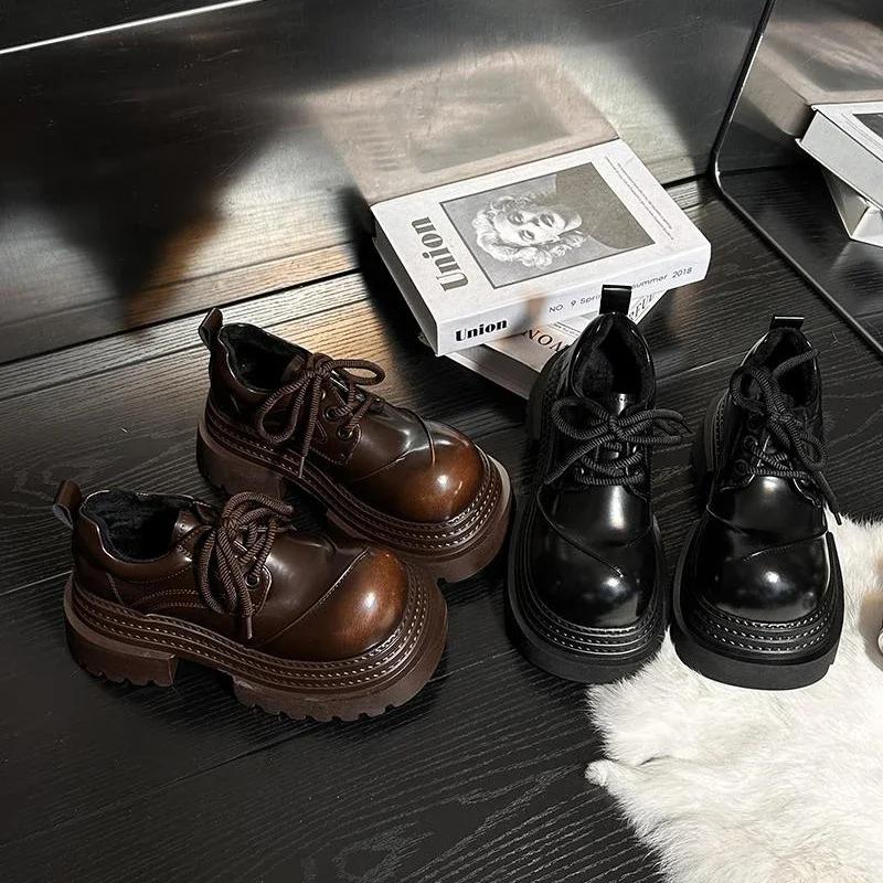 Fashion 2025 Spring Women JK Mary Jane Shoes Fashion Lace Up Shoes Vintage Platform Elegant Thick Heel Shoes