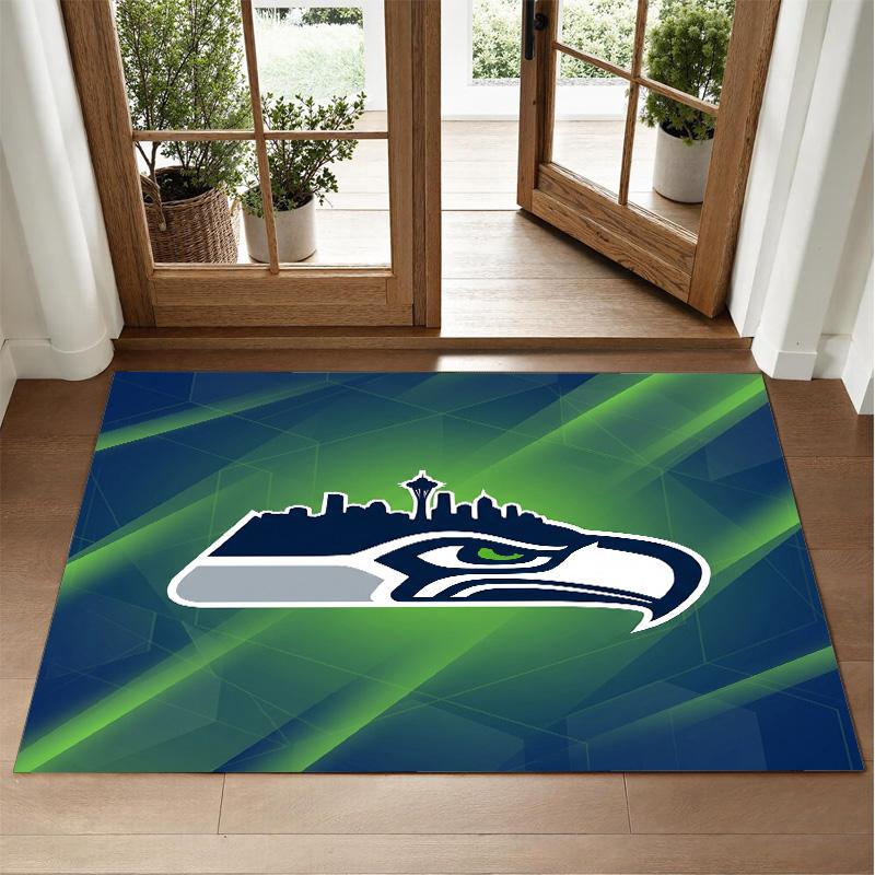 Seattle Seahawks Design Crystal Velvet Rug Soft Decorative Mat for Bedroom Entrance