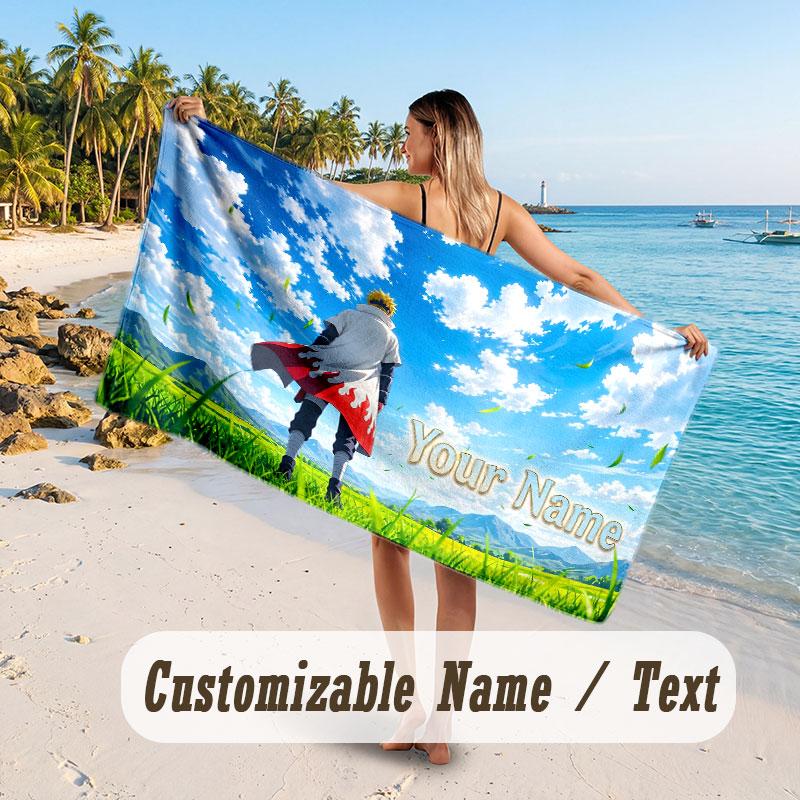 Custom Name Large Beach Towel,Naruto Quick Absorbent Towel For Outdoor Travel Poolside