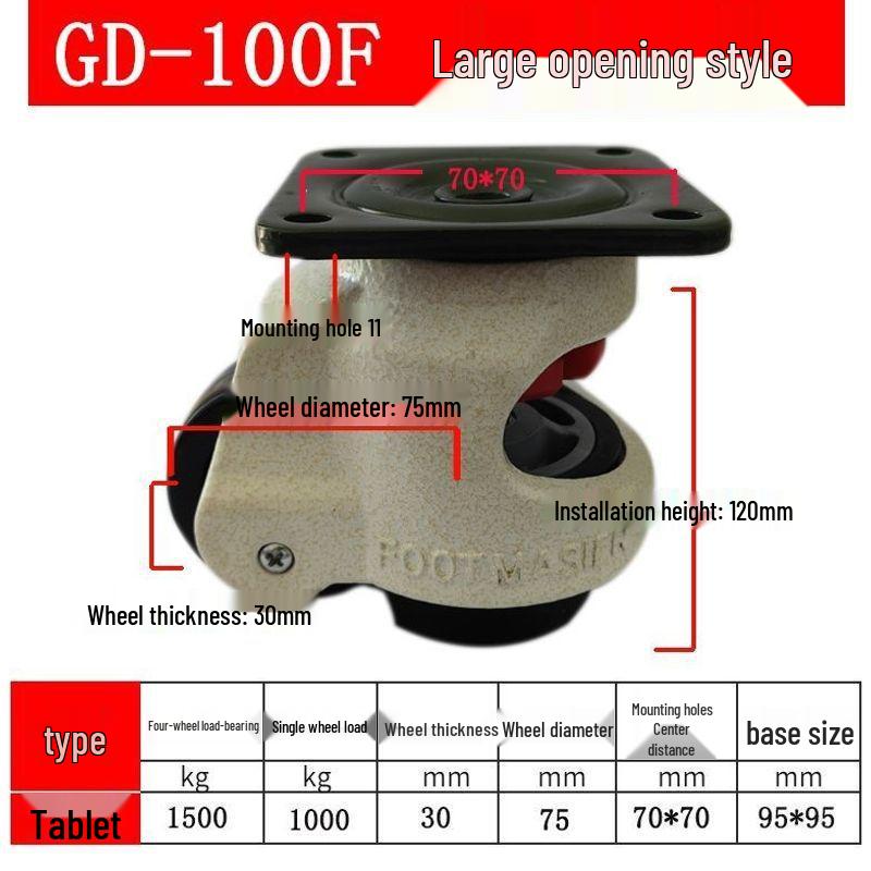Fuma Wheel Universal Aluminum Pad Leveling Triangle Caster 40F 60F 80F 100F 120 Support Foot