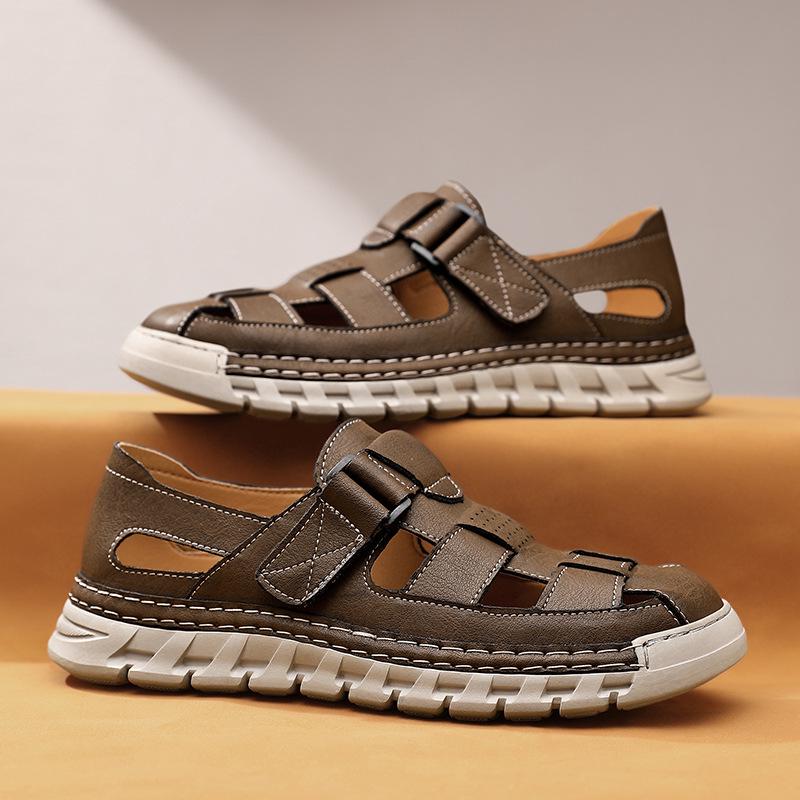 Men's Large Size Closed-Toe Summer Sandals: Outdoor, Water-Crossing, Beach, Driving, Dual-Use Sports, Hollow Design