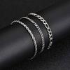 Vnox 3pcs/set Stainless Steel Chain Bracelet Set, Men's Silver Color 21cm Length Link Wristbands, Casual Jewelry Gifts for Men