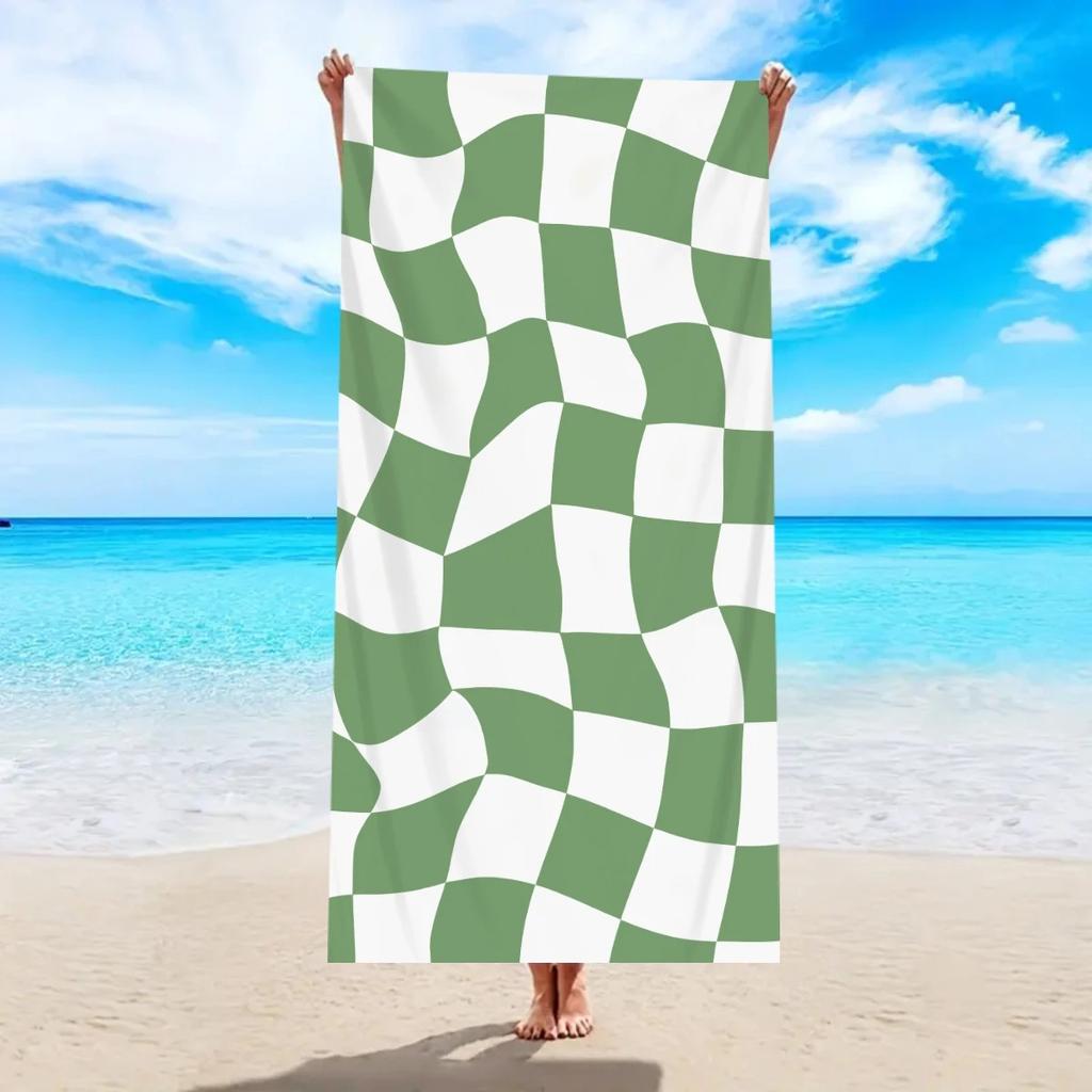 Large Beach Towel For Women Men Wavy Plaid Bath Towel Oversized Quick Dry Sand Free Swimming Pool Travel Shower Blanket