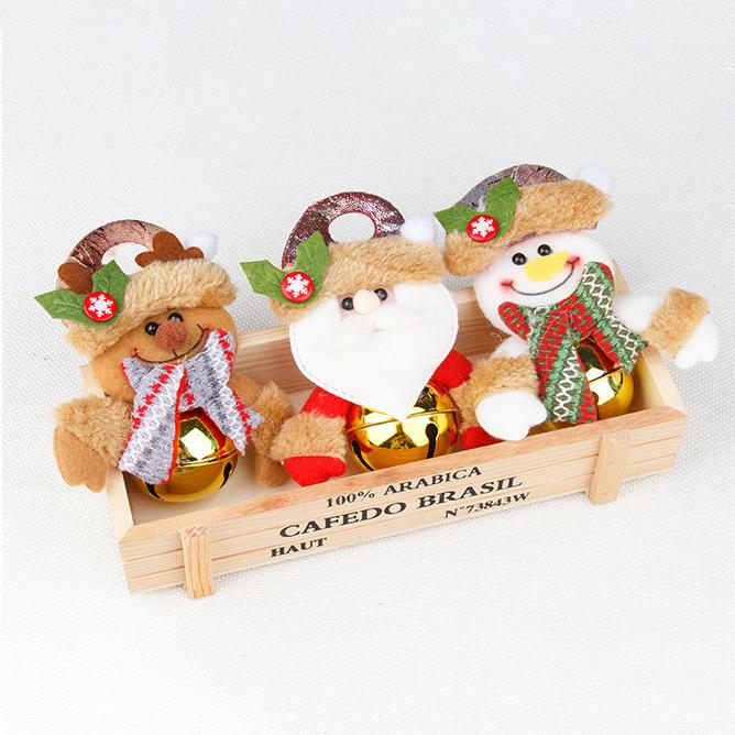 Christmas Bell Pendant Christmas Doll Cartoon Metal Round Bell Pendant Christmas Tree Decoration