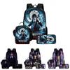 Wednesday Backpack Lunch Bag Pen Case Set With Geometric Pattern For Daily Use