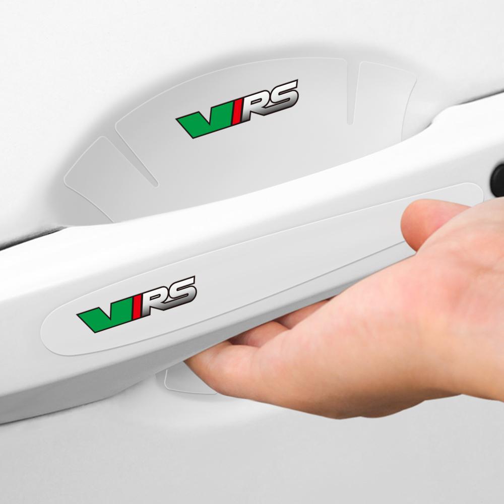 WUM1 8pcs Car Door Bowl Anti-scratch Sticker Clear Door Bowl Handle VRS Logo For Skoda Octavia 2 A5 A7 MK3 MK2 Kodiaq Superb Fabia