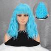 LISI HAIR Peruca longa bob sintética para mulheres, uso diário, preto e marrom, ondulado longo, com franja, fibra resistente ao calor, cabelo cosplay