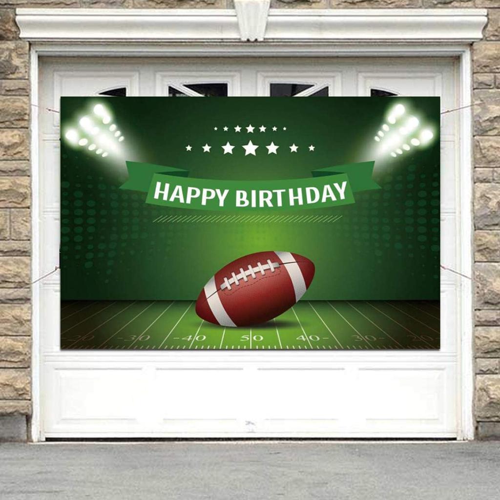 Ssailue Decor Football Party Decorations, 5x3 Ft Vinyl Banner with Football Theme for Birthday Parties, Green