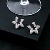 Light Luxury Full Diamond Five-Pointed Star Hollow Earrings, High-End Sense Exquisite Simple Rhinestone Earrings Micro-Inlaid Stud Earrings Women