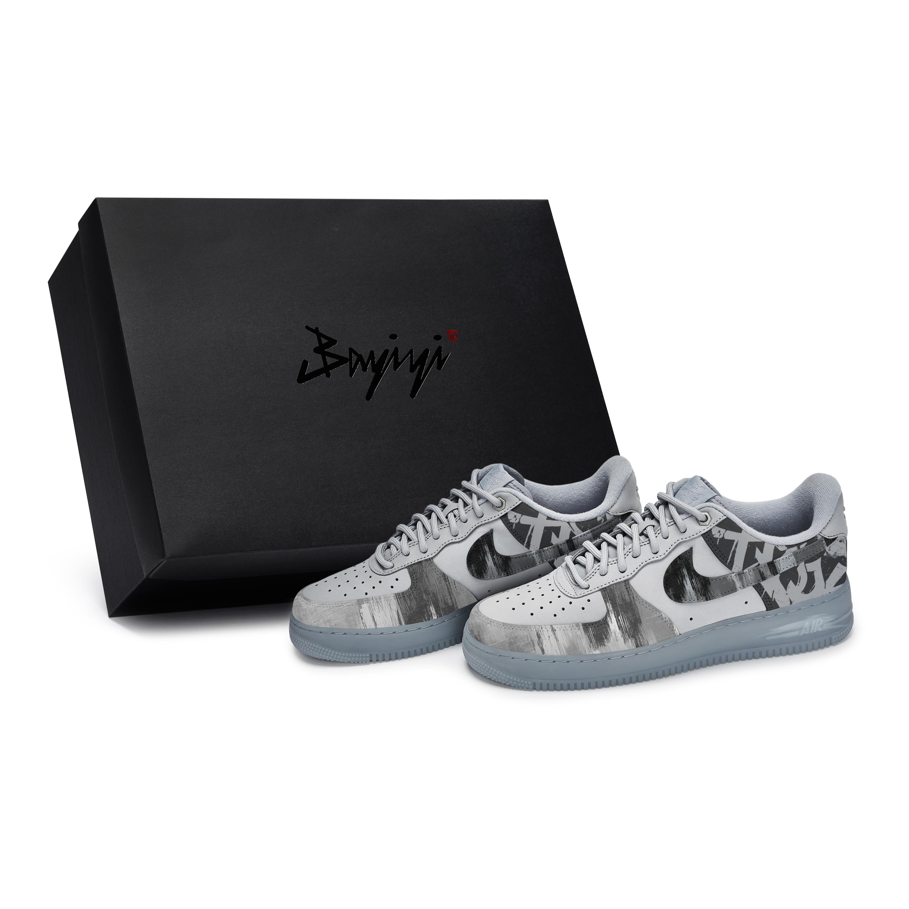 

Nike Air Force 1 811 Manufacturing, Noise Point Trace, Special Shoe Box Low top Skateboard Shoes Men s Black Gray Blue CJ9179-002(Team80-S-BOX) 43