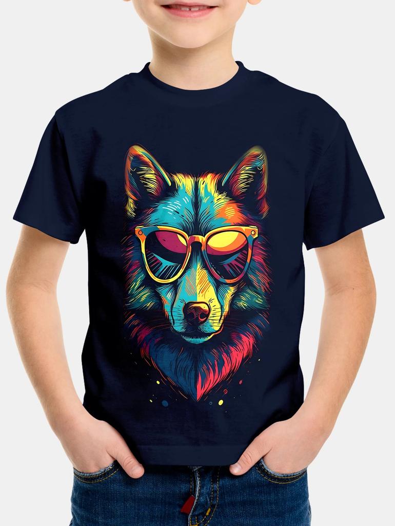 Animal Wolf Pattern 3d Printe Children's Tops Summer Boy's Round Neck Casual Short Sleeve Comfortable Kids Clothes T Shirt