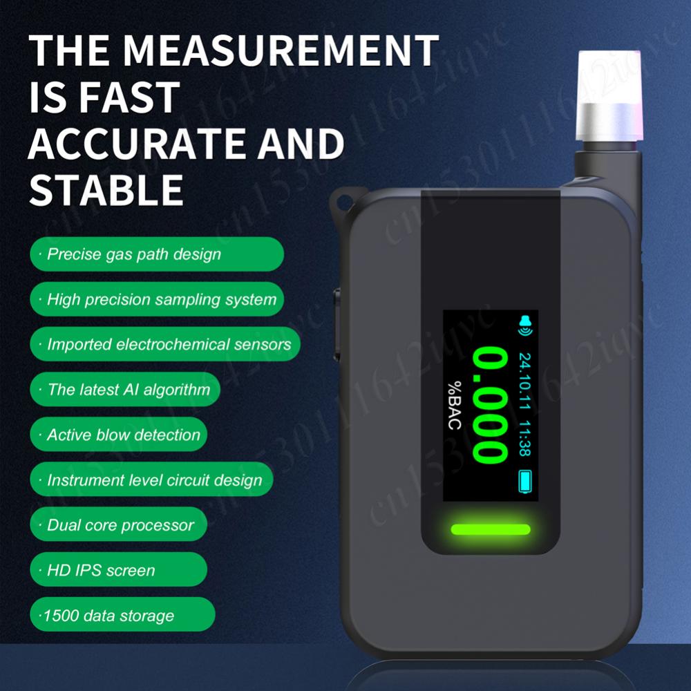 D1000 Professional Breath Alcohol Tester  Electrochemical Alcohol Tester Voice Report Blowing Drunk Driving Alcohol Tester