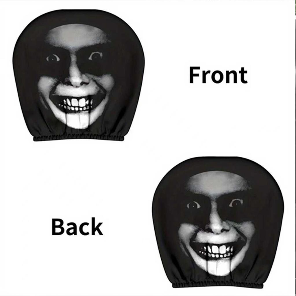 Car Headrest Covers For Funny Car Interior Accessories, Halloween Horror Headrest Covers For Universal Cars (2 Sets)