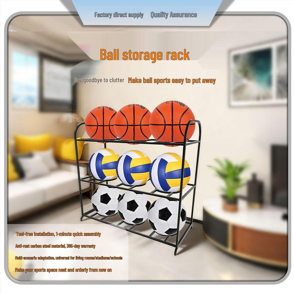 Nail-Free Sports Ball Storage Rack for Basketball, Volleyball, and Children's Basketball Hoop