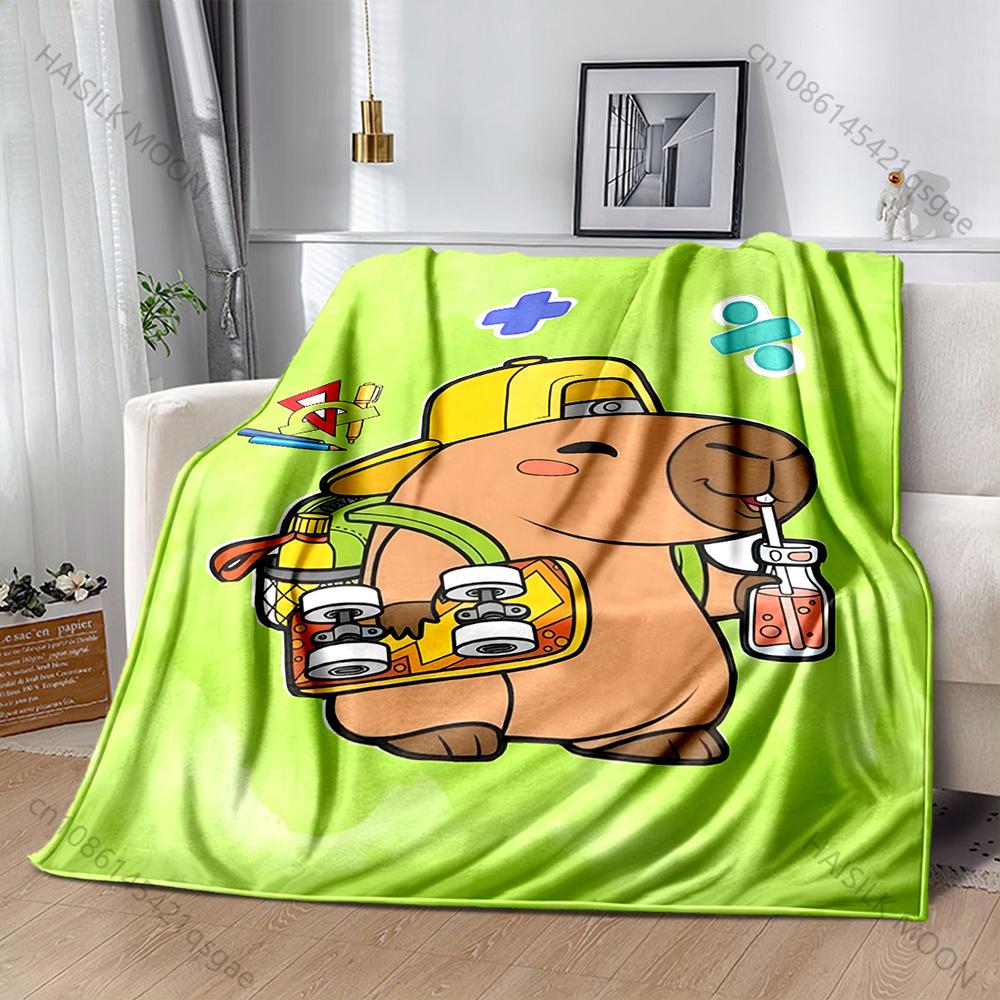 1PC Cute Capybaras Print Warm and Comfortable Blanket for Home Sofa Bed Travel Camping Picnic RV Child Luxury Gifts