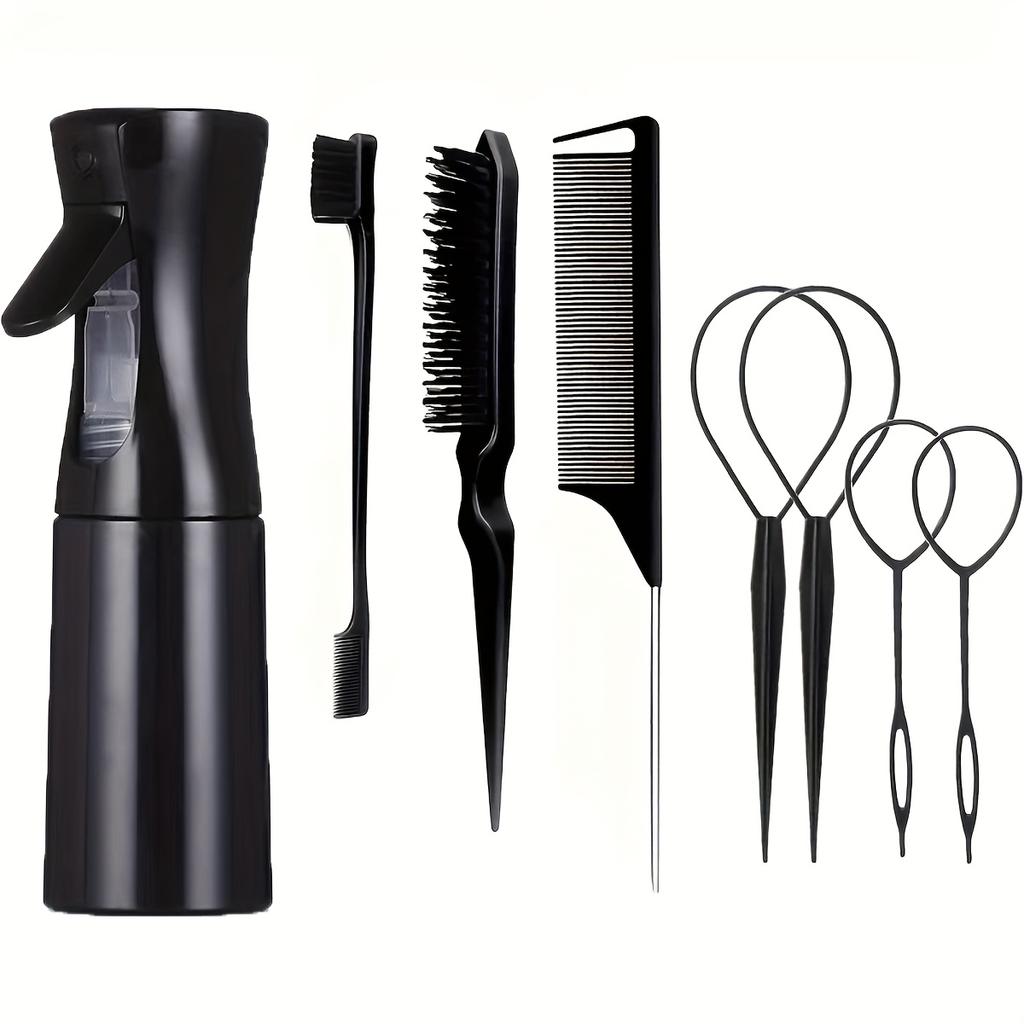 8pcs Hair Braiders Set with 200ml Water Spray Bottle Rat Tail Edge Comb Teasing Brush Hair Beauty Styling Accessories Kit