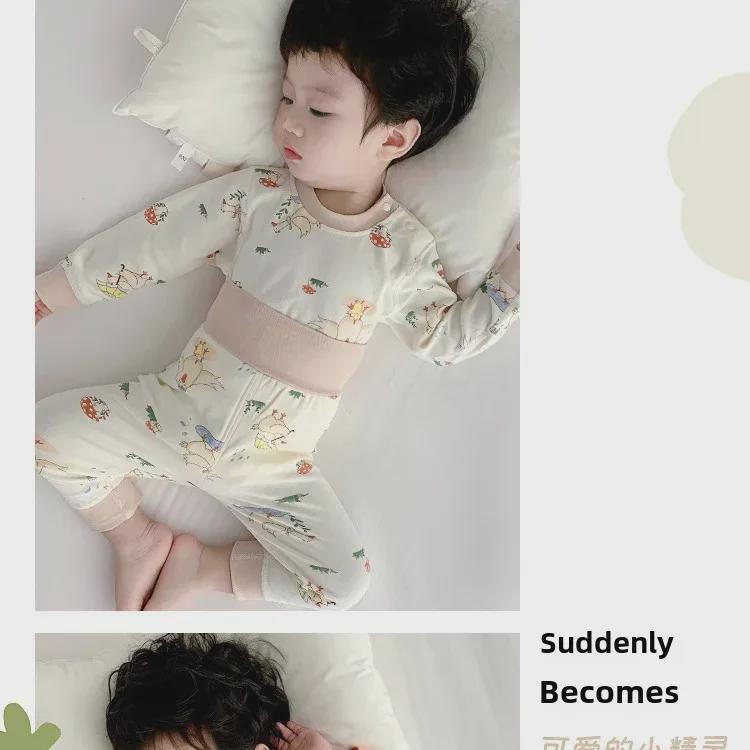 Newborn High Waist Cotton Pajama Set - Belly Protection and Autumn Bottoms