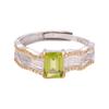 S925 Sterling Silver Naturlig Peridot Topas Citrin Färg Skattring Dam Borstad Öppen Ring