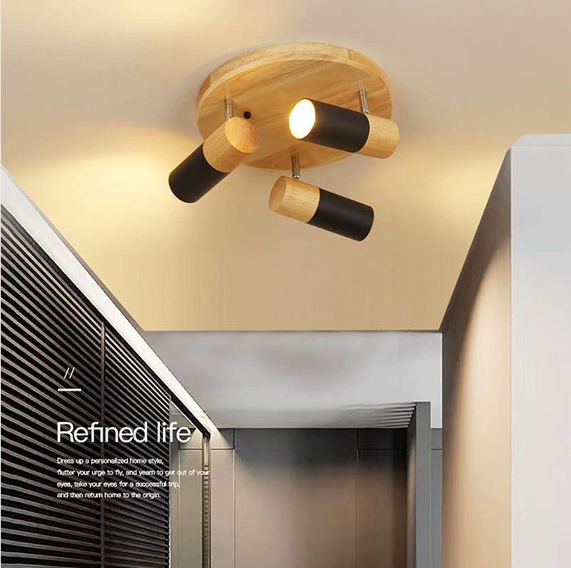 Adjustable LED Solid Wood Ceiling Spotlight for Living Room/Entrance