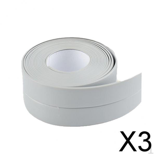 3xPVC Wall Sealing Strip Tape Waterproof Self Adhesive Caulk Kitchen Bathroom Gray