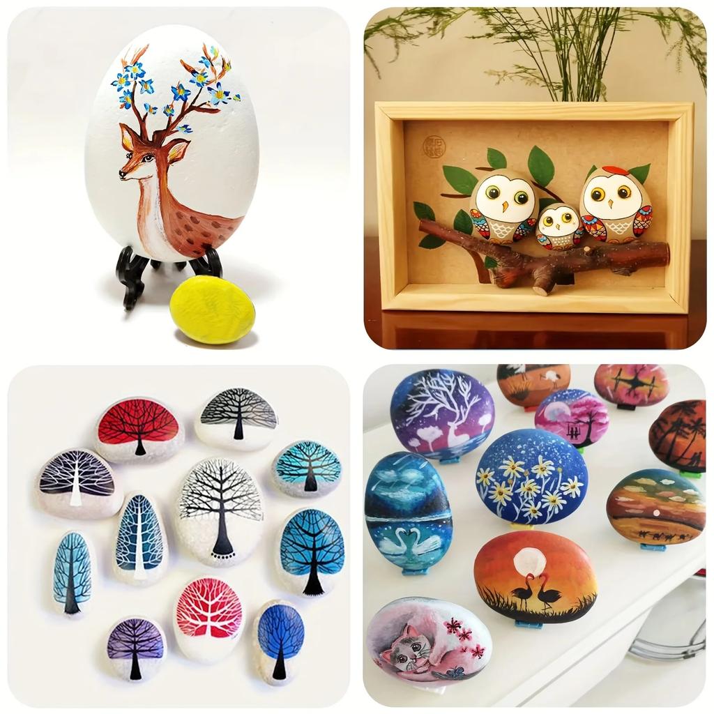 A Top Quality 12 Piece Hand-Painted River Stones for Art Craft And Garden Decorations Ideal for DIY Projects And Outdoor Design