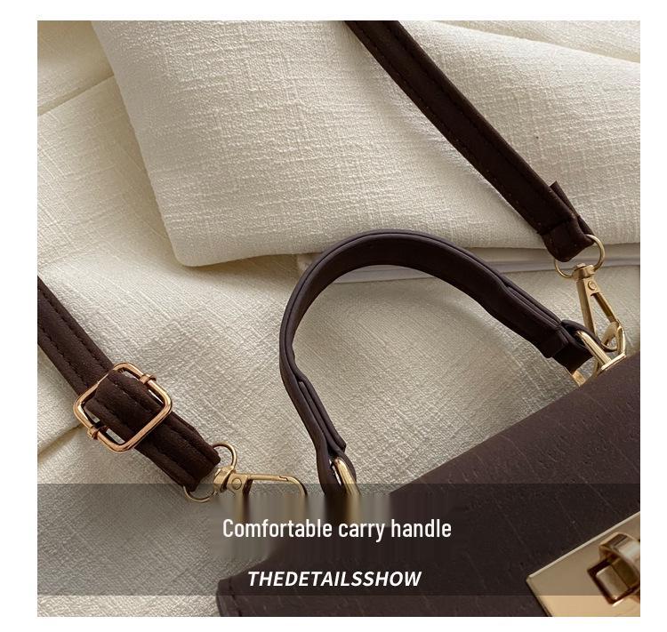 Women's Retro Textured Winter 2023 Crossbody Handbag with Lock Buckle