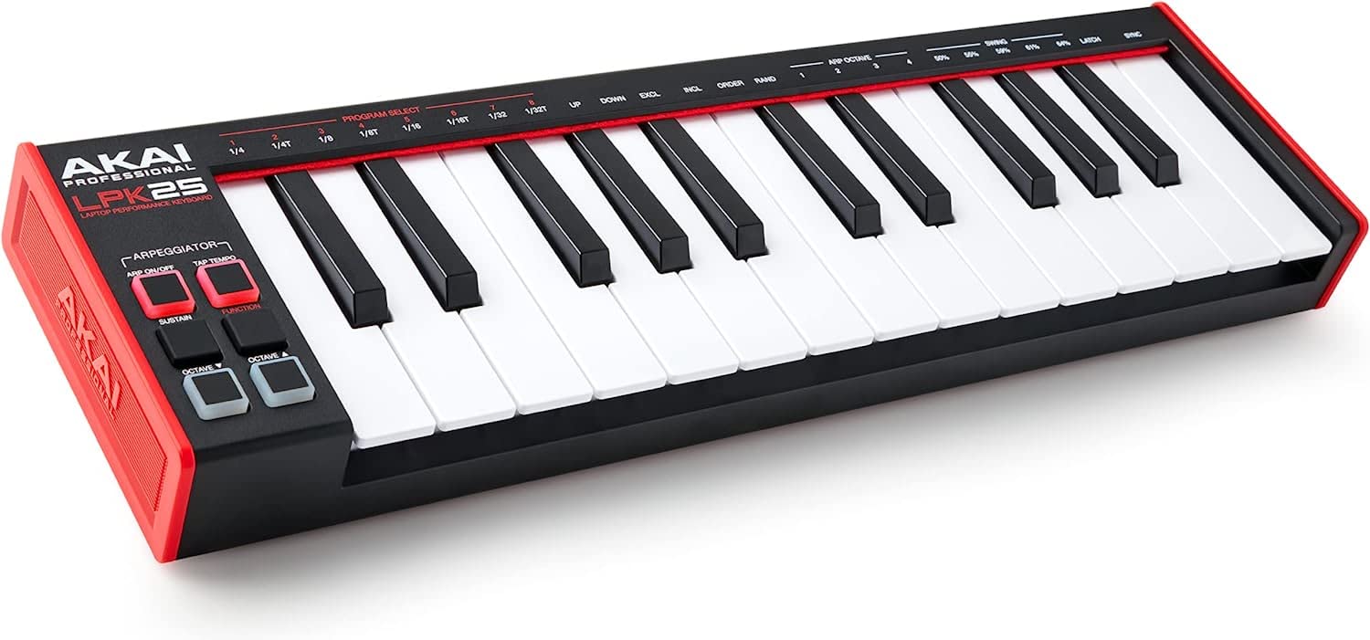 

Akai Professional LPK25 USB MIDI-клавиатурный контроллер с 25-клавишной клавиатурой и арпеджиатором, в комплекте программное обеспечение для создания музыки, совместим с