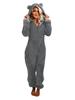 2025 Women's Fleece-Lined Fur Jumpsuit with Hood - European & American Autumn/Winter Style
