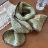New Style Knitted Contrasting Edged Scarf for Women High End Retro Thickened and Warm Korean Version All Match Scarf for Winter