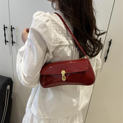 Vintage Faux Oiled Leather Flap Decor Shoulder Underarm Bag For Women Buckle Baguette Tote Bag Suitable for Dating Outing, Party