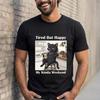 Tired But Happy Cat Meme T-Shirt - Funny Weekend Relaxed Cat Lover Meme Tee Gift