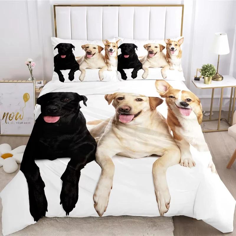 Cute Dogs Duvet Cover Pet Dog Funny Animal Bedding Set 3D Print Puppy Comforter Cover Pillowcases Full King For Kids Teens Decor