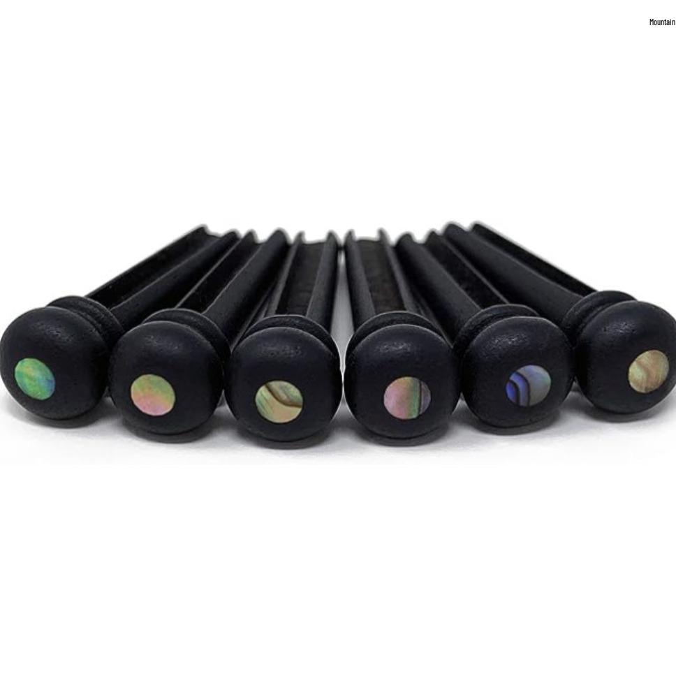Ebony Acoustic Guitar String Pins and Posts with Abalone Flower Inlay