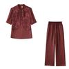 Mom's Summer Chic Mid-Sleeve Two-Piece Set: Stylish Chinese-Inspired Top for Middle-Aged and Elderly Women