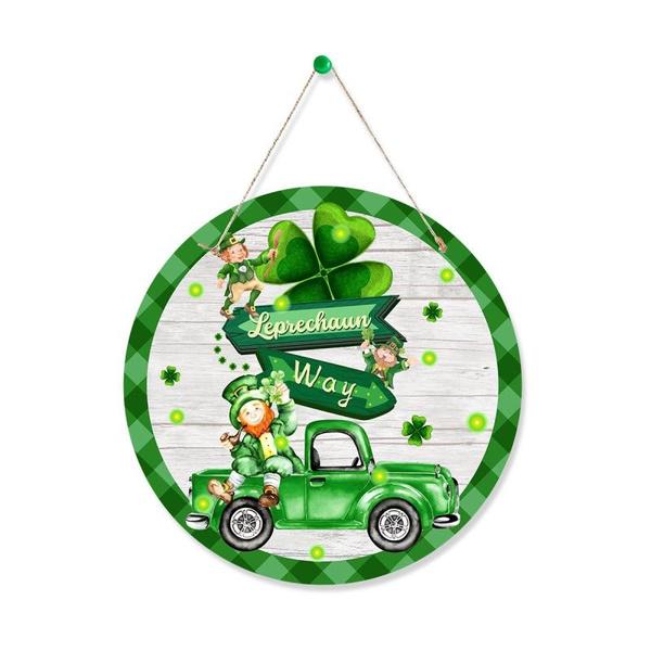St. Patrick's Day Decorated Door Sign Hanging Decorations Irish Day Outdoor Porch Layout Listing