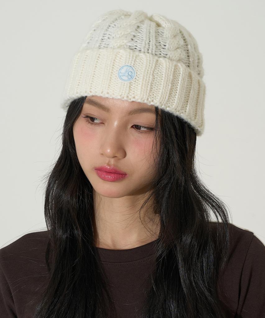 ILLIGO Ig Embroidered Twist Beanie Ivory
