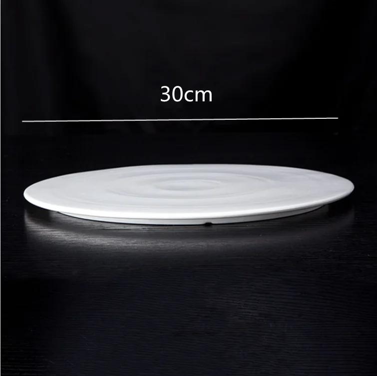 White Ceramic Steak Plate Sushi Cake Dessert Flat Characteristic Hotel Restaurant Dinner Round Western Food